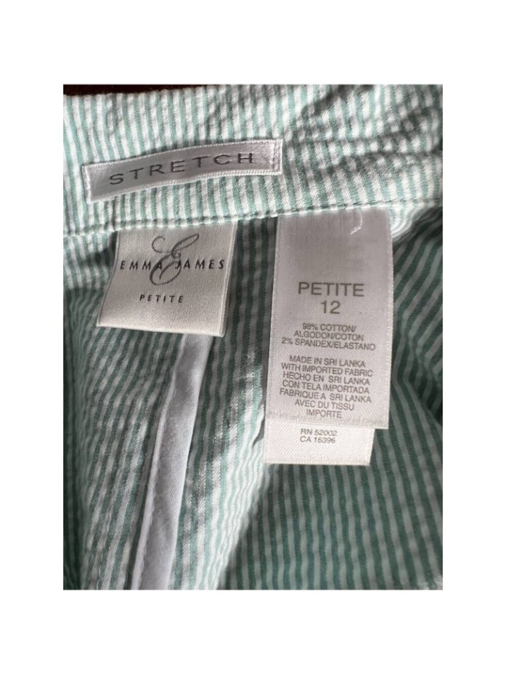 Sheer Blooms Polished Casual Seersucker Blazer By Emma James Petite 12 Stretch M - Picture 5 of 12